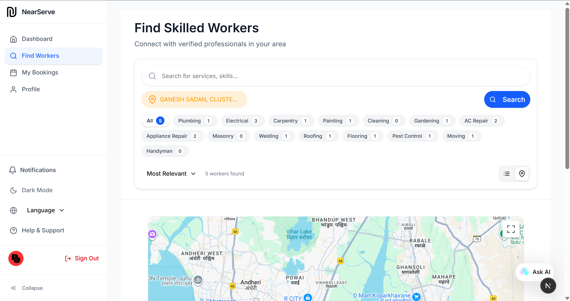 NearServe dashboard screenshot 3