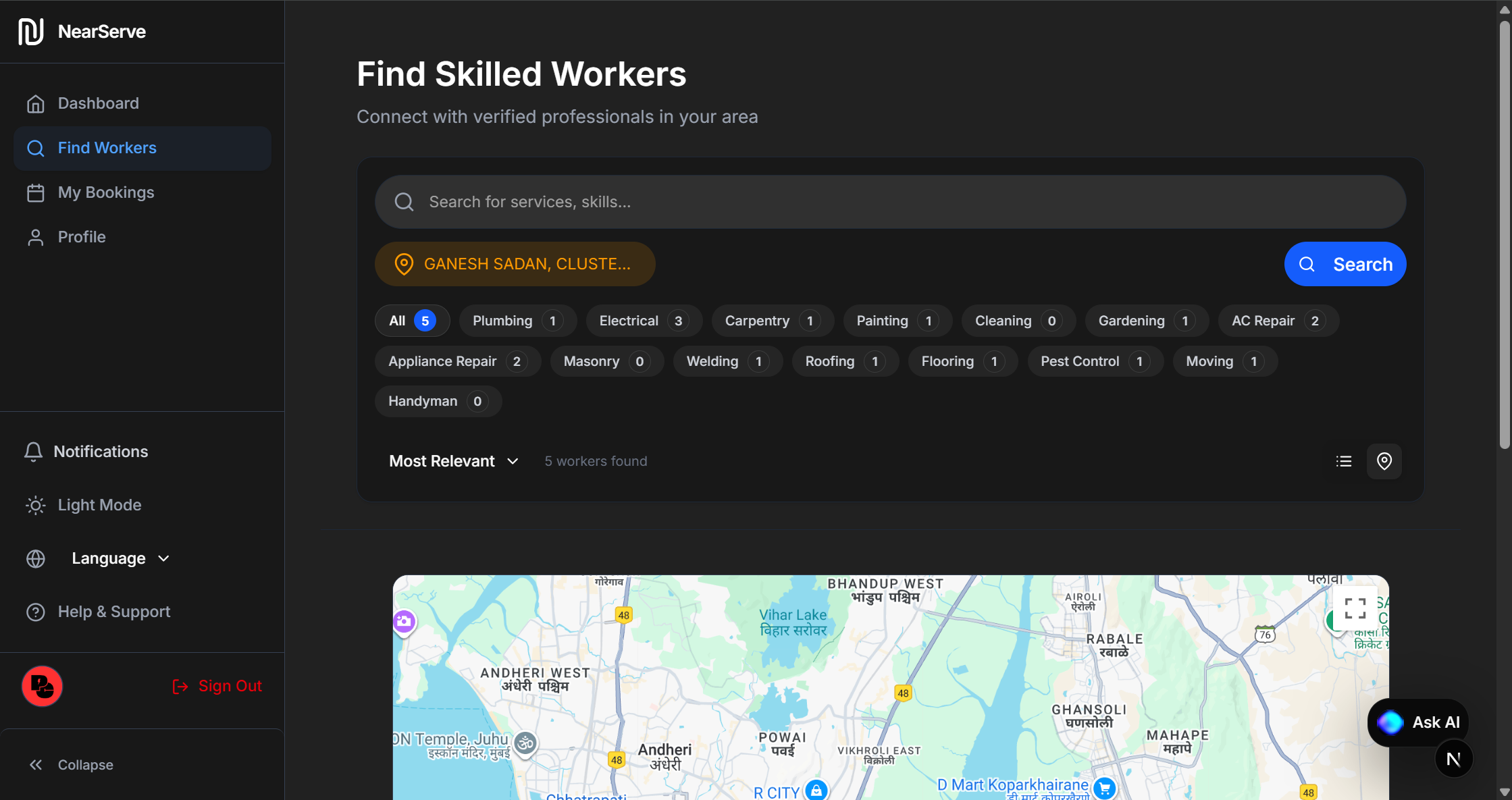 NearServe dashboard screenshot 3